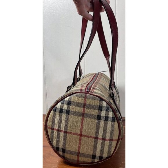 Burberry Barrel Handbag Haymarket Horse Nova Check Red - Picture 4 of 16